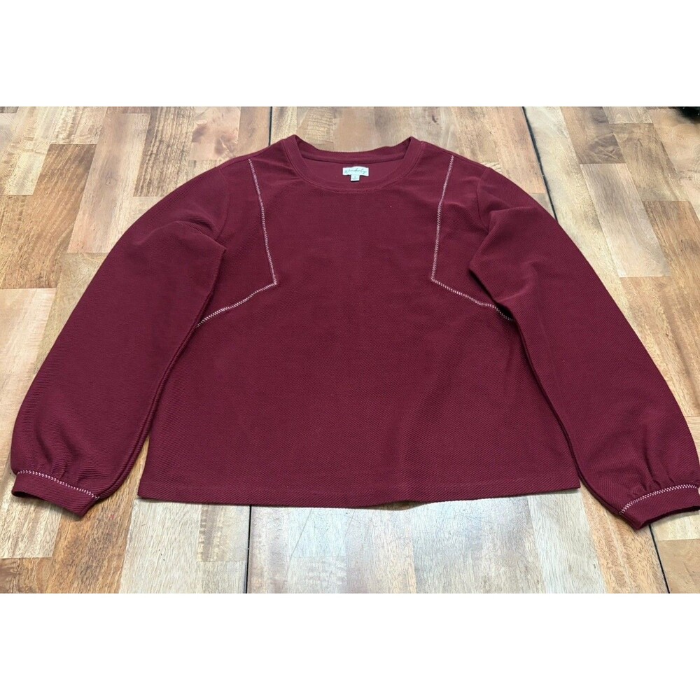 Wonderly Burgundy Crewneck Sweater Long Sleeve Knit Casual Pullover Size S